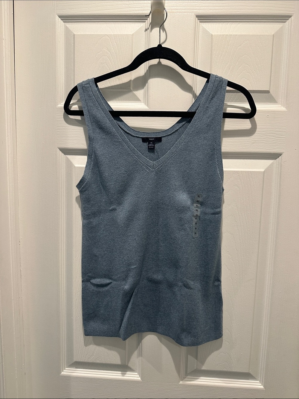 Ann Taylor V-Neck Knit Tank in Dusty Blue Size XL NWT